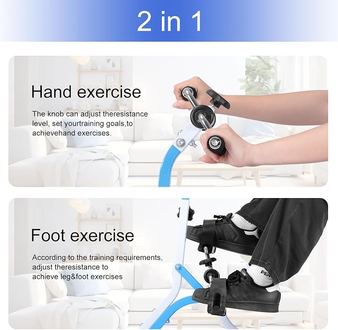 Pedal Exercise Bike for Seniors - Adjustable Resistance Arm Bike, Lightweight Home Exercise Equipment for Seniors' Hands, Arms, Legs & Knees,Arm Bike for Physical Therapy