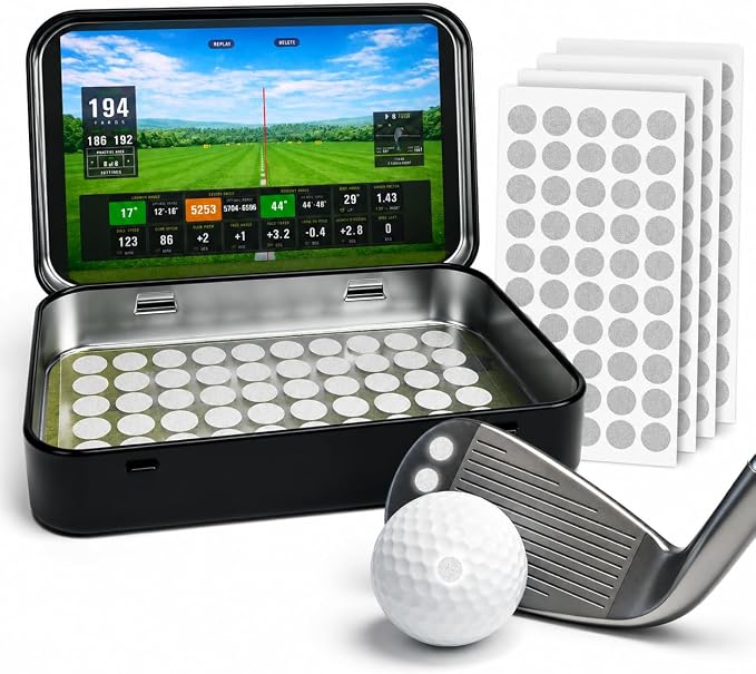 Golf Simulator Accuracy Dots, Reflective Ball Stickers for All Major Launch Monitors & Golf Simulators, Indoor/Outdoor Ball Tracking Aid, 200 Pack, Fathers Day Golf Gifts for Men & Dad