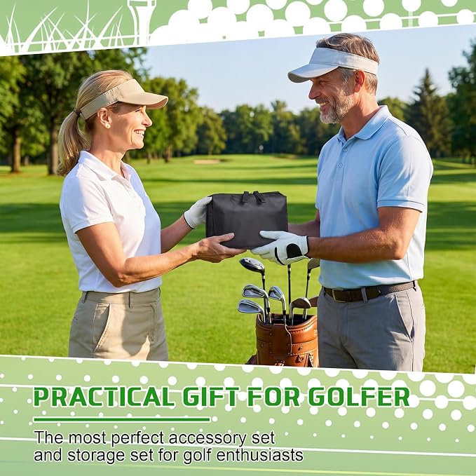 Duraaamo 21 Pcs Golf Accessories Kit Include Double Layer Cleaning Pouch Golf Ball Bag Storage Bag Tee Holder Divot Tool Cleaner Brush 10 Tees 4 Markers Alignment Tool for Dad Men Women Gifts