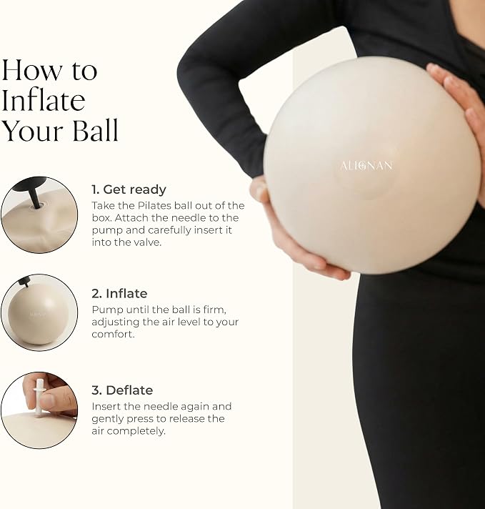 Pilates Kit for Home Workouts with 14” Pilates Ring Pilates 8” Mini Ball with and 3 Booty Bands Set, Pilates Essentials Kit for Women with Guided Workout Video, Home Pilates Equipment.(Beige)
