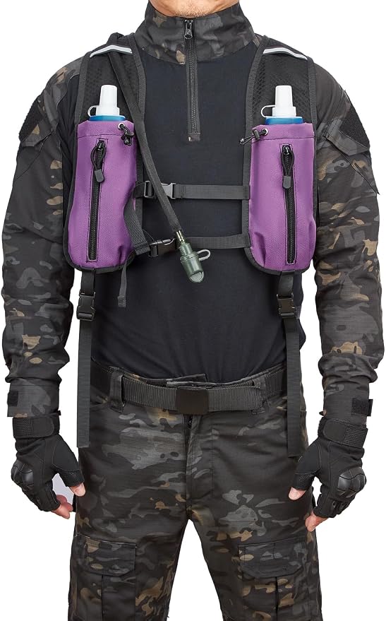 Running Hydration Vest Pack Tactical 3L Water Bladder Backpack Bag for Cycling Marathon Hiking Daypack Men & Women