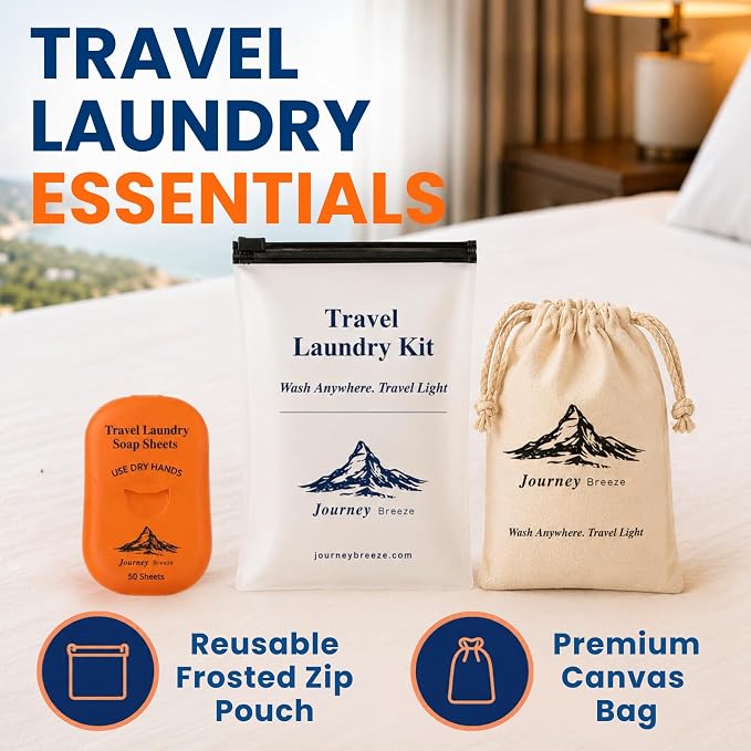 Travel Laundry Detergent Sheets 50 Pack – Compact Travel Detergent for Sink Washing, Lightweight Laundry Detergent Strips for Clothes on Trips, Hotels & Cruises