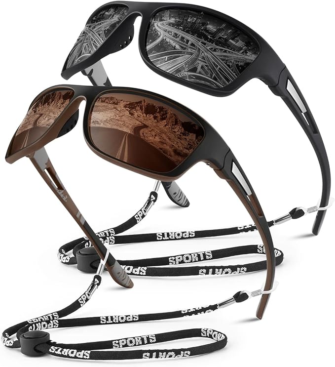 WEAROYO Polarized Sports Sunglasses for Men Women,Fishing Driving Rectangular Goggles UV400 Protection