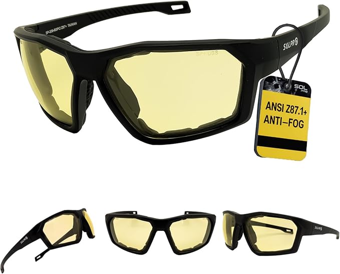 ANSI Z87.1+ Safety Sunglasses, Impact Resistant with EVA Foam, Anti-Fog Windproof for MTB, Cycling, Shooting, Work