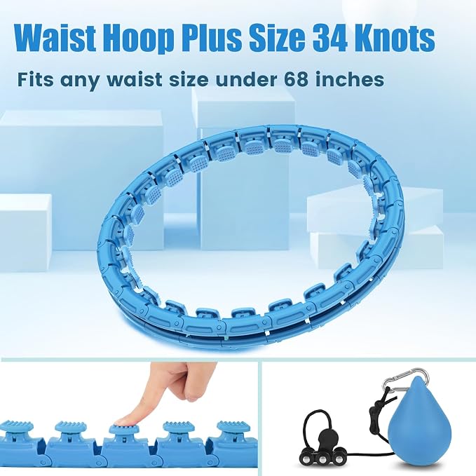 OurStarry 34 Knots Weighted Workout Hoop Plus Size, Smart Waist Exercise Ring for Adults Weight Loss