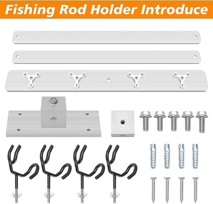 4 Head Fishing Rod Holder, 360° Adjustable Fishing Rod Holder Aluminum PVC Coated Boat Fishing Holder