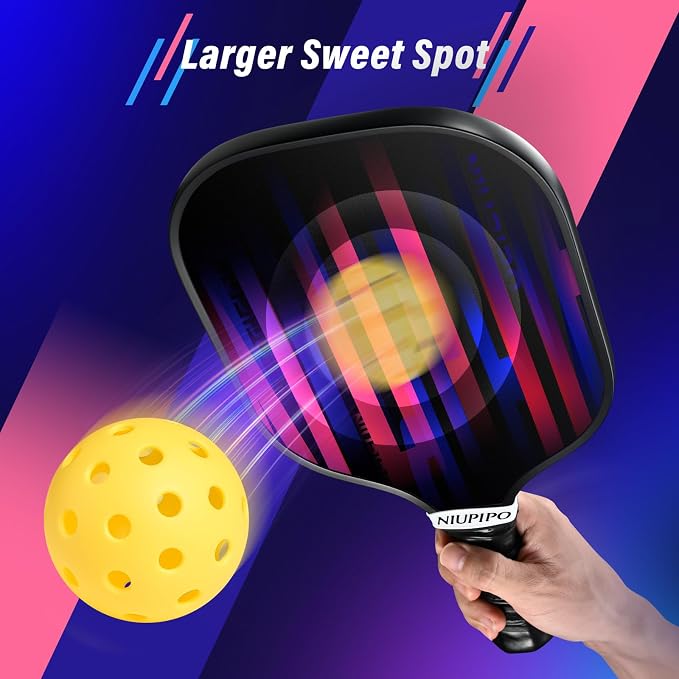 niupipo Pickleball Paddles Set of 2/4/1, USAPA Approved Carbon Fiber & Fiberglass Hybrid, Easy Power, Polypropylene Honeycomb Core, Cushioned 4.72" Grip, Bag/Cover, Pickleball Paddle Set for Men Women