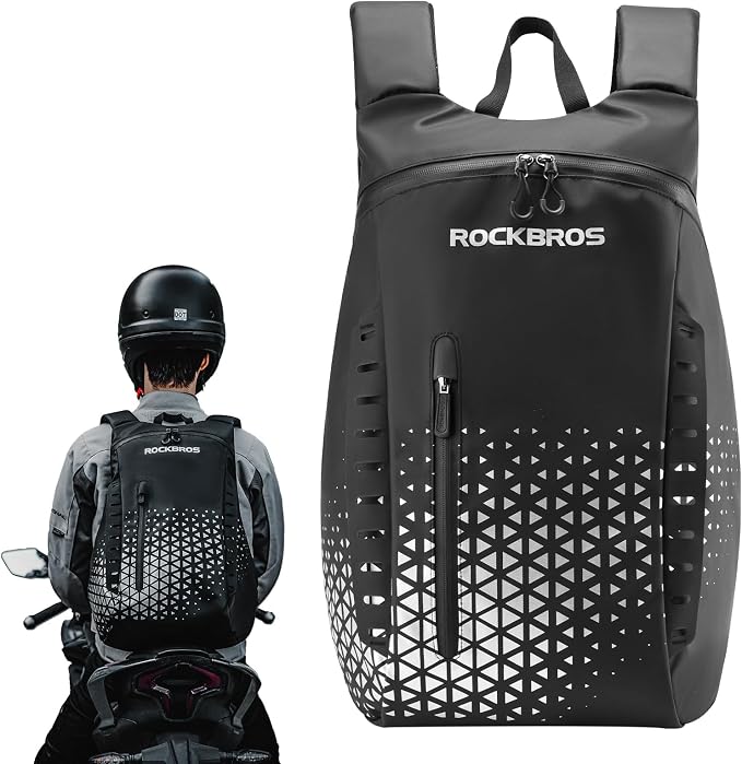 ROCKBROS Motorcycle Helmet Backpack, 14.5L Large Capacity Helmet Bags with Reflective Symbol, Waterproof Storage Bag Luggage Bag