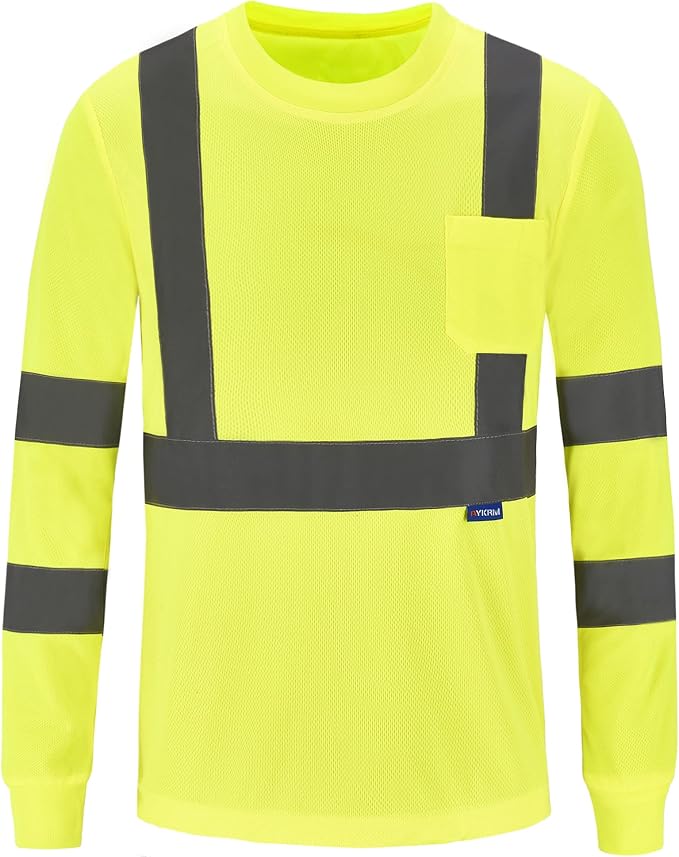 A-SAFETY Safety Shirt,High Visibility Work T Shirt Long Short Sleeve Class 3 (XS-6XL)