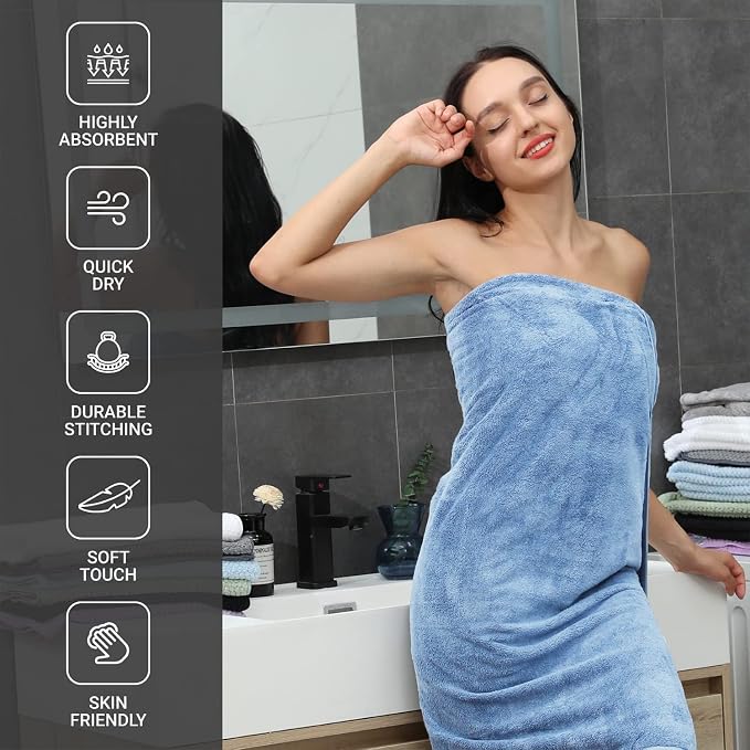8 Pcs Blue Bath Towel Set,2 Pcs Oversized Towels 35x70 Inches 2 Pcs Hand Towel 4 Pcs Washcloth Bathroom Towel Quick Qry Ultra Soft Hotel Towels,Bath Sheets or Adults