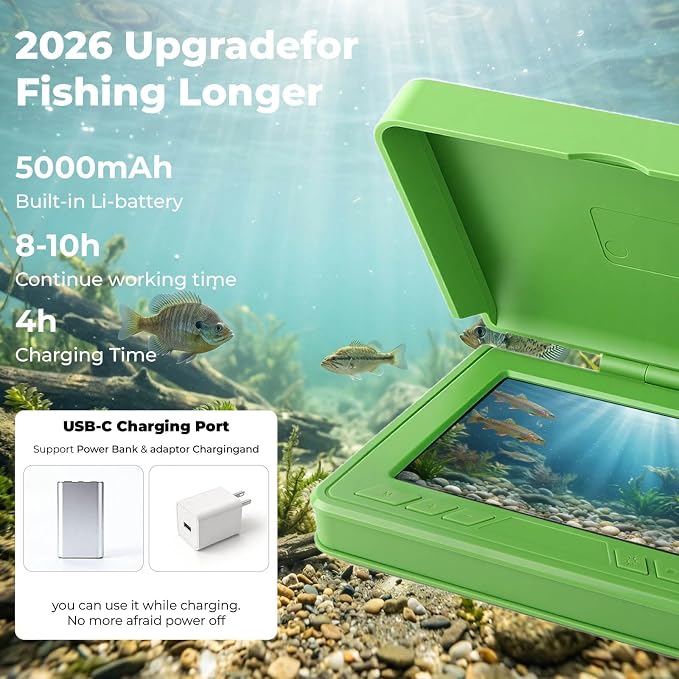 Fishing Camera, 220° Ultra-Wide HD Underwater Fishing Camera with 4.3" LCD & IR Night Vision, 5000mAh Rechargeable Battery 100ft Cable for Ice Lake Boat Kayak Fishing