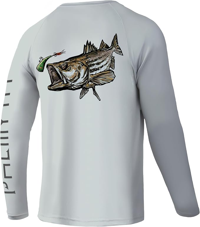 Palmyth Fishing Shirts for Men Long Sleeve UPF 50+ T Shirt Sun Protection | Quick Dry, Sun Protection, Myth-Cool Fabric, Fish Print, Moisture Wicking, Stretchy, Breathable, Fishing,Boating,Outdoor Wear
