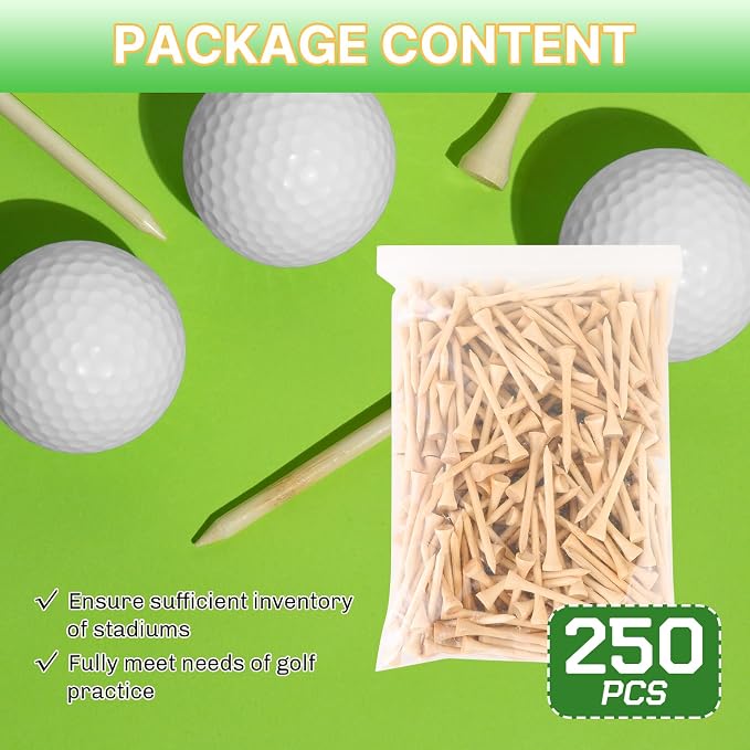 Bamboo Golf Tees 1000/500/250 PCS 2-3/4 & 3-1/4 inch Length | Bamboo Golf Tees, 7X Stronger Than Wood Golf Tees, Reduce Friction & Side Spin