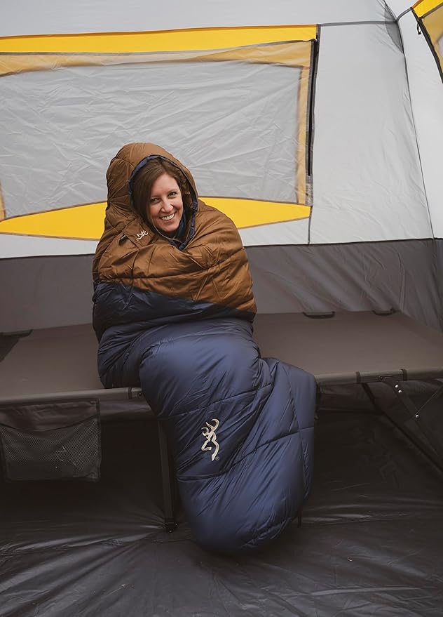Browning Discover Sleeping Bag – Extreme Cold Weather Mummy Sleeping Bag with TechLoft Silver Insulation, Draft Collar & Durable Shell for Winter Camping, Backpacking & Outdoor Adventure