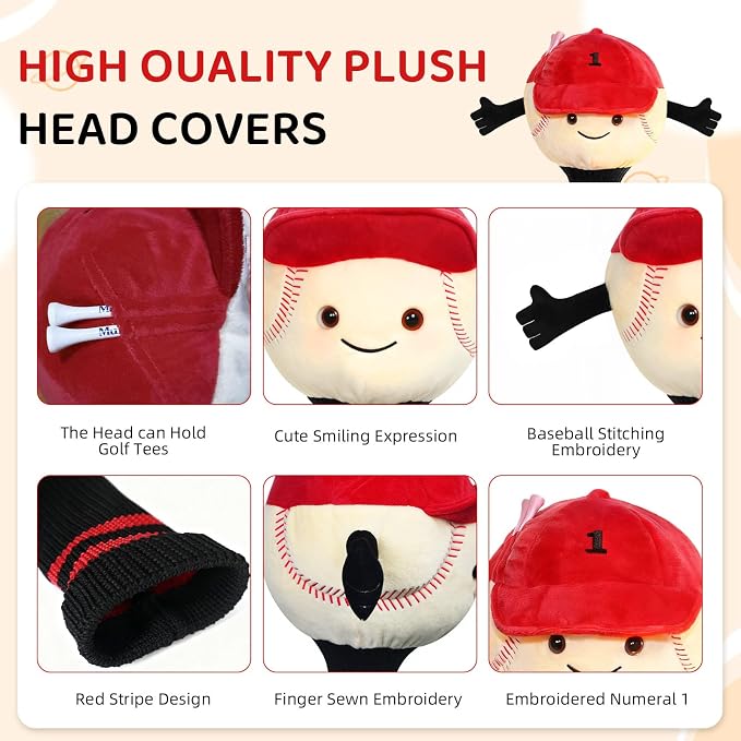 Funny Golf Driver Headcover Plush Cartoon Animal Golf Club Head Covers Golf Club Covers Driver Cover Fits 460cc Driver Head