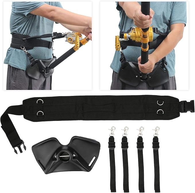 Fishing Belt Rod Holder, Adjustable Fish Fighting Belt Waist Rod Support Holder Stand Up Fish Fighting Rod Holder for Fishing Accessories