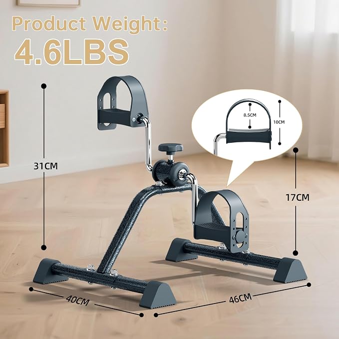 Under Desk Elliptical & Mini Exercise Bike – Seated Leg Exerciser & Pedal Machine for Seniors Arm & Leg Workout, with Non-Slip Covers & Multiple Adjustable Resistance/Speeds