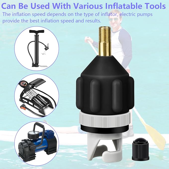 Inflatable Boat SUP Pump Adapter, Premium Conventional Air Valve, Quickly Inflation and Strong Sealing SUP Pump Adapter, for Inflatable Boat, Stand-Up Paddleboard and Kayak (2/Pack)