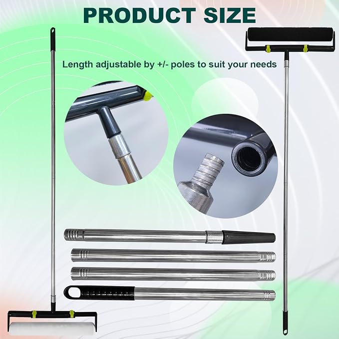 18 Inch Paint Roller Kit, 18" Microfiber Paint Rollers and Compound Roller, 24" Paint Tray, 10"-18" Adjustable Roller Frame, 32"-62" Extension Pole for Walls,Ceiling,Floors,Interior,Exterior Painting