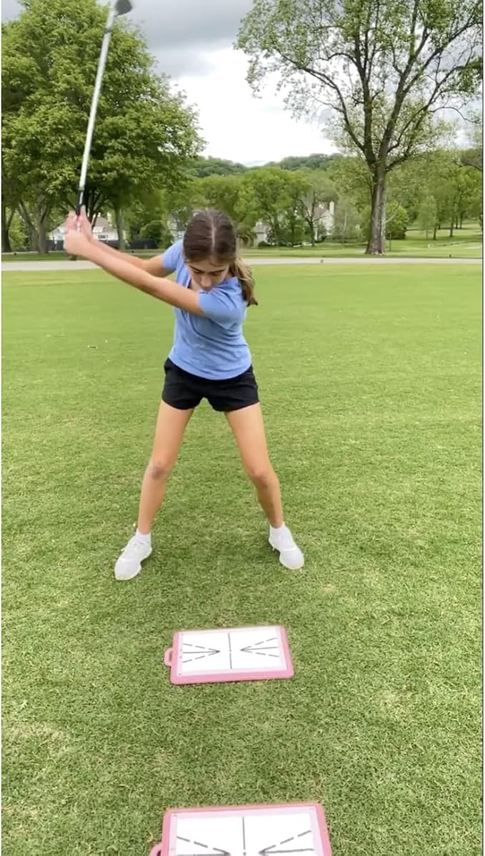 Birdie Golf: Birdie Mat Pro - Swing Training Aid, Blush Pink, Sequin Tech Surface, Analyze Swing Path-Ball Impact, in-Outdoor, 19.25" Sports Accessory