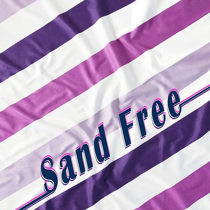 Whale Flotilla Large Quick Dry Beach Towel (30"x60"), Microfiber Sand-Free Beach Towels, Super Absorbent Compact Pool Travel Accessories, Purple