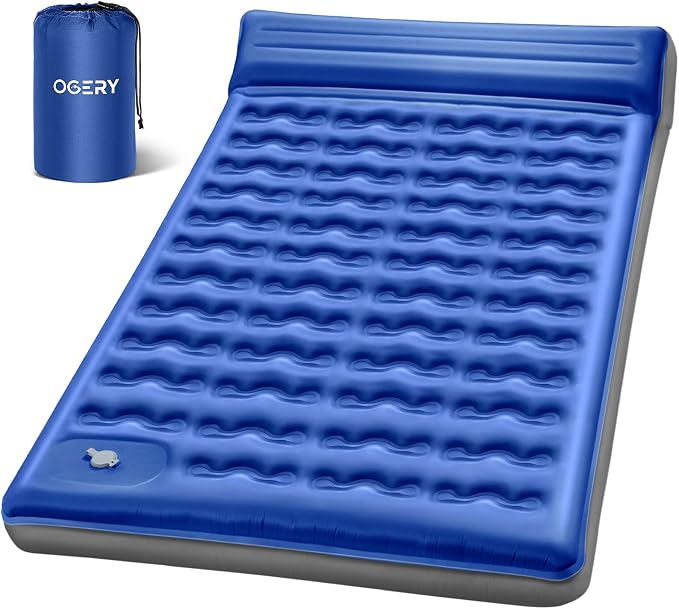 OGERY Sleeping Pad, Ultralight Inflatable Sleeping Pad for Camping with Pillow Built-in Foot Pump, 6" Extra-Thick Reinforced Camping Mattress for Hiking, Backpacking, Tent