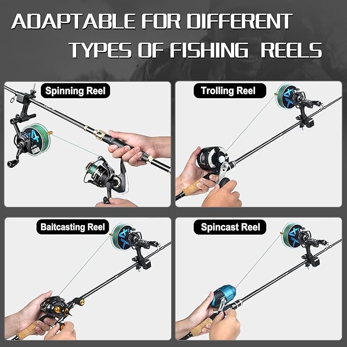 PLUSINNO Fishing Line Spooler For Fishing Reels, Fishing Gear And Equipment Gift For men With Unwinding Function Versatile for Thick & Thin Rods, Works with Spinning Reel, Cast Reel Without Line Twist