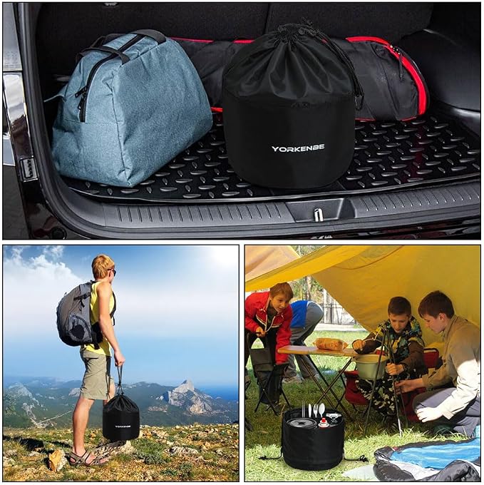 Large Capacity Camping Organizer & Camping Cookware Bag, with Sturdy Structure & Drawstring, Heavy Duty Water Resistant Cookware Organizer for BBQ Outdoor Cooking Essentials
