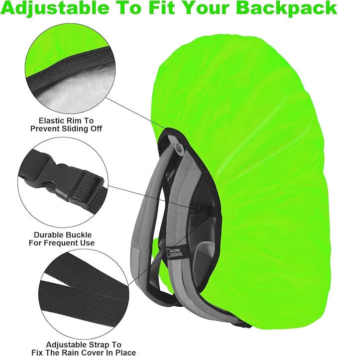 LAMA Waterproof Rain Cover for Backpack, Reflective Rucksack Rain Cover for Anti-Dust/Anti-Theft/Bicycling/Hiking/Camping/Traveling/Outdoor Activities,M Size (for 30L-40L Backpack), 1 Pcs Green
