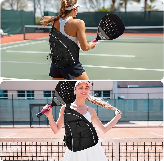 WOLT Pickleball Bag,Crossbody Sling Bags for Women Men,Pickleball Backpack with Fence Hook for Tennis, Racketball