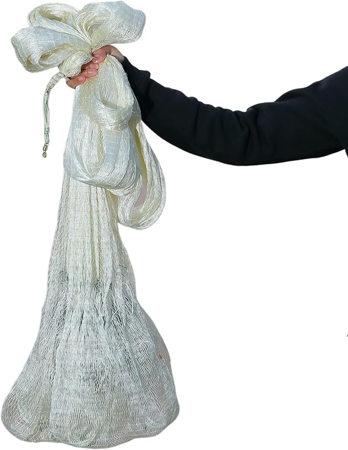 Lawaia Traditional Fishing Cast Net Multifilament Line Landing Net with Steel Pendant Weight Hand Throwing Fish Net White Nylon Small Mesh
