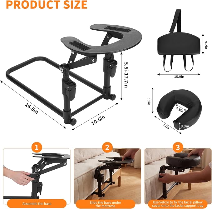Massage Headrest for Bed, Adjustable Massage Table Face Cradle at Home, Face Down Pillow After Eye Surgery, Massage Table Head Rest Kit for Sleeping Mattress
