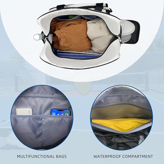 TPAID Pickleball Bag with Shoes & Wet Pocket, Court Bag for 2 Paddles