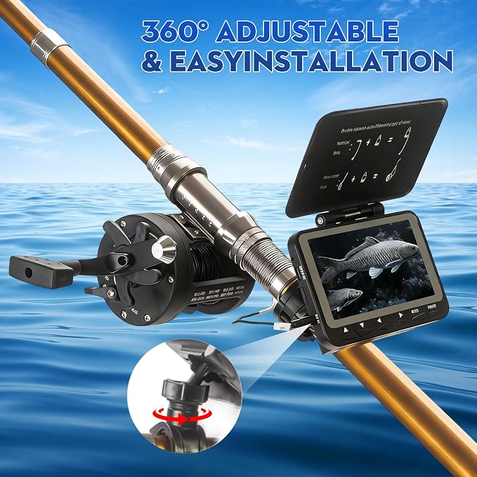 Underwater Fishing Camera, 4.3" HD DVR Portable Fishing Camera 140-Degrees Wide Angle 1200TVL Fish Finder with 8pcs IR Lights for Boat, Lake, Ice Fishing(15M/50ft)