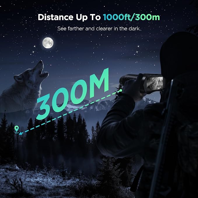 4K Night Vision Goggles Binoculars - Infrared Night Vision in 100% Darkness, 3.2'' Large Screen, 8X Digital Zoom, 32GB Card to Save Photos and Videos for Camping Hunting & Security