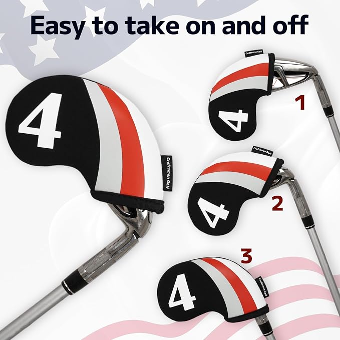 Craftsman Golf US Flag Neoprene Golf Club Head Cover Wedge Iron Protective Headcover for Callaway, Ping, Taylormade, Cobra, Etc.