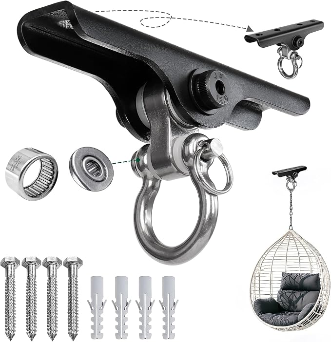 Heavy Punching Bag Hanger | Wall/Ceiling Mount Hook with 180° / 360° Rotation | Wood Beam Holder for Boxing, Weight Training, Aerial Yoga Swing & Hammock