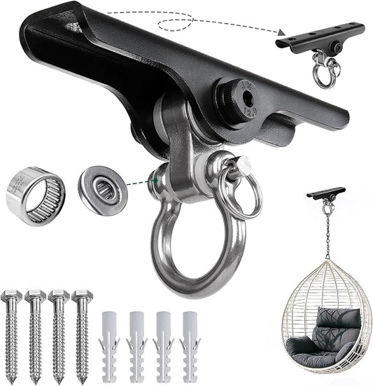 Heavy Punching Bag Hanger | Wall/Ceiling Mount Hook with 180° / 360° Rotation | Wood Beam Holder for Boxing, Weight Training, Aerial Yoga Swing & Hammock