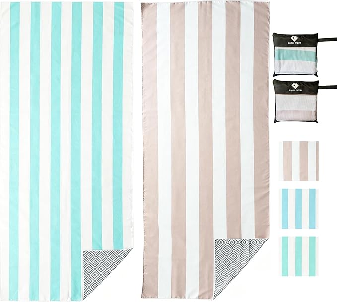 PY SUPER MODE 2 Pack Beach Towel - 75 x 35 inches Quick Dry Microfiber Beach Towels Oversized, Lightweight Soft and Absorbent Bath Towel Suitable for Swimming Pool Camping for Kids & Adults