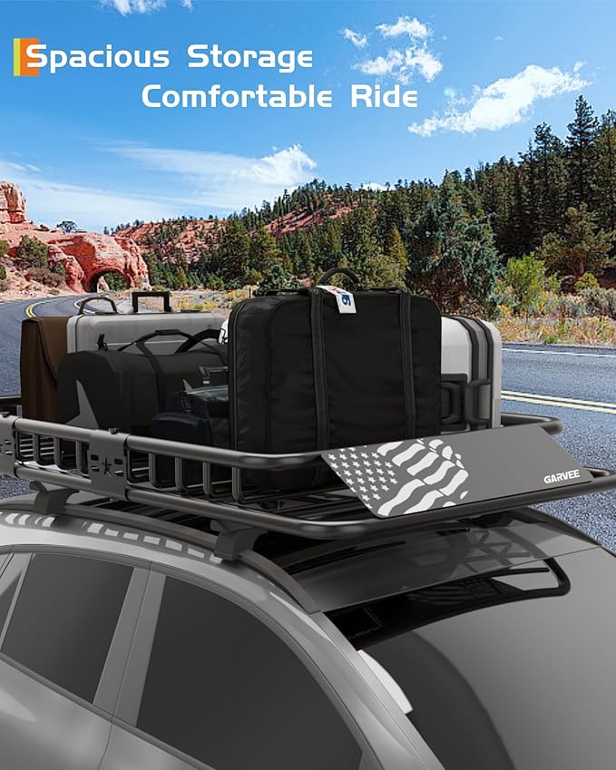 GarveeLife 84 in x 39 in Roof Rack Basket, 200 LBS Capacity Rooftop Cargo Carrier Basket with Extension Luggage Rack Heavy Duty for SUVs, Trucks, Vehicles