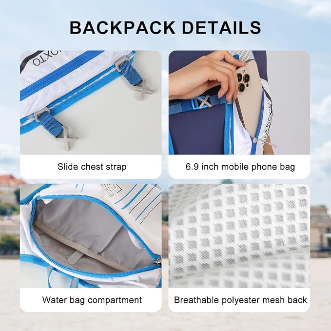 INOXTO Running Hydration Vest Backpack,Lightweight Insulated Pack with 1.5L Water Bladder Bag Daypack for Hiking Trail Running Cycling Race Marathon for Women Men