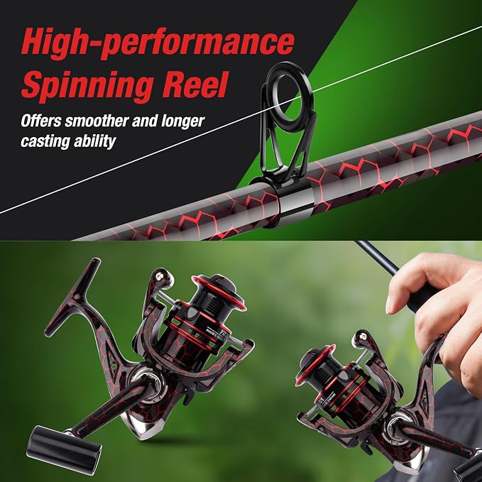 Fishing Rod and Reel Combo, Carbon Fiber Telescopic Portable Travel Fishing Pole for Freshwater and Saltwater, 8.95FT