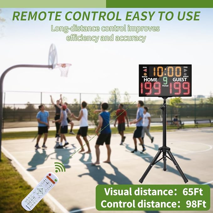 LUCKY TIME Electronic Basketball Scoreboard with Buzzer, Digital Scoreboard with Remote,Portable Score Keeper Battery Powered Score Board for Sports Games
