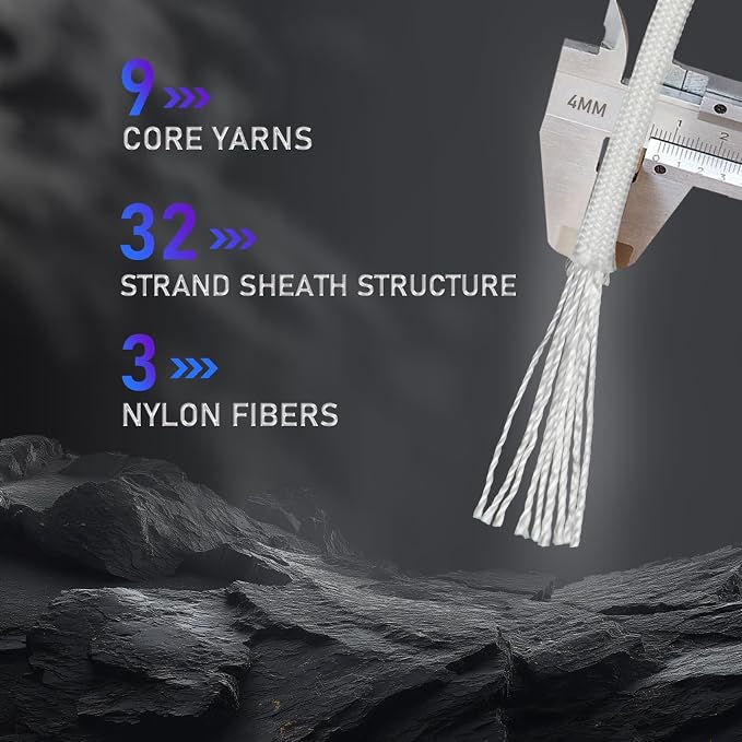 Paracordland-750LB Paracord Rope-100ft/500ft/1000ft- 9 Strand Parachute Spool Cord Heavy Duty String Ideal for Survival Gear Bracelet Camping Hikig Fishing-White-500FT