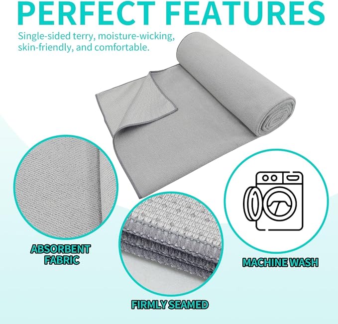 2 Pack Yoga Mat Towels with Grip Dot,Anti-Slip Hot Yoga Towel,Absorbent Microfiber Sweat Mat Cover Towel,Bikram Pilates Fitness