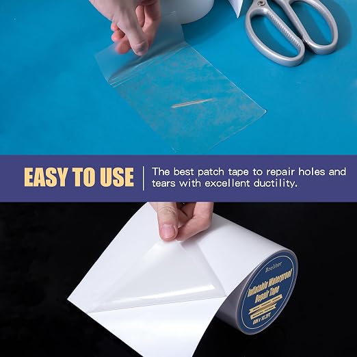Breliter Inflatable Waterproof Repair Tape - Waterproof TPU Patch Repair Kit, Sealing Repair Tape for Air Mattress, Bounce House, Inflatable Toys, Tent, Swimming Ring, Heavy Duty - 6in x 13.2ft