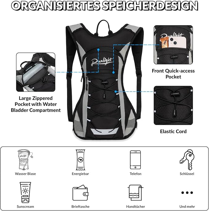 Runlight Lightweight Hydration Backpack,Running Vest for Women Men with 1.5L Water Bladder, Hydro Water Daypack for Running,Hiking,Cycling,Climbing,Biking