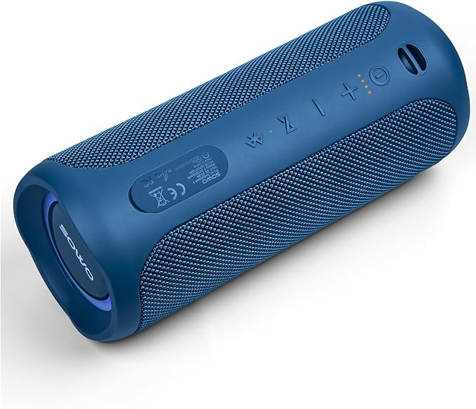 SOWO Wireless Bluetooth Speaker, Portable and Loud with Built-in Subwoofer | Extra Bass, Stereo Sound, IP67 Waterproof and Dustproof, Colorful Lights for Party, Outdoor, Camping - Blue