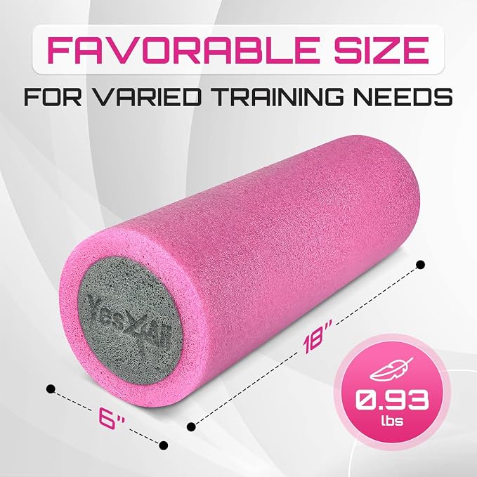Yes4All High-Density EPP Round Back Roller Foam, Exercise Foam Roller for Yoga, Pilates & Stretching - 12, 18, 24, 36 inch