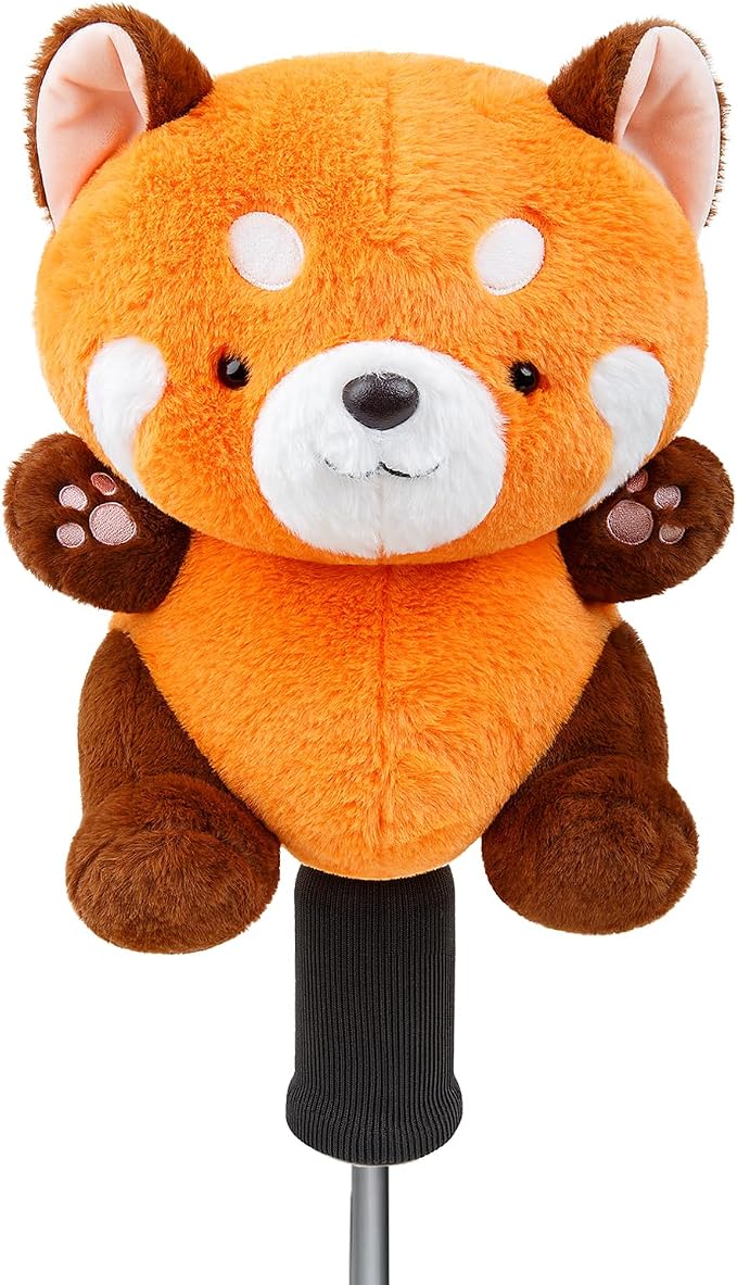 Cute Red Panda Golf Headcover, Animals Plush Golf Club Head Covers, Small Size Fits Hybird and Irons, Large Size Fits Standard 460cc Driver Head